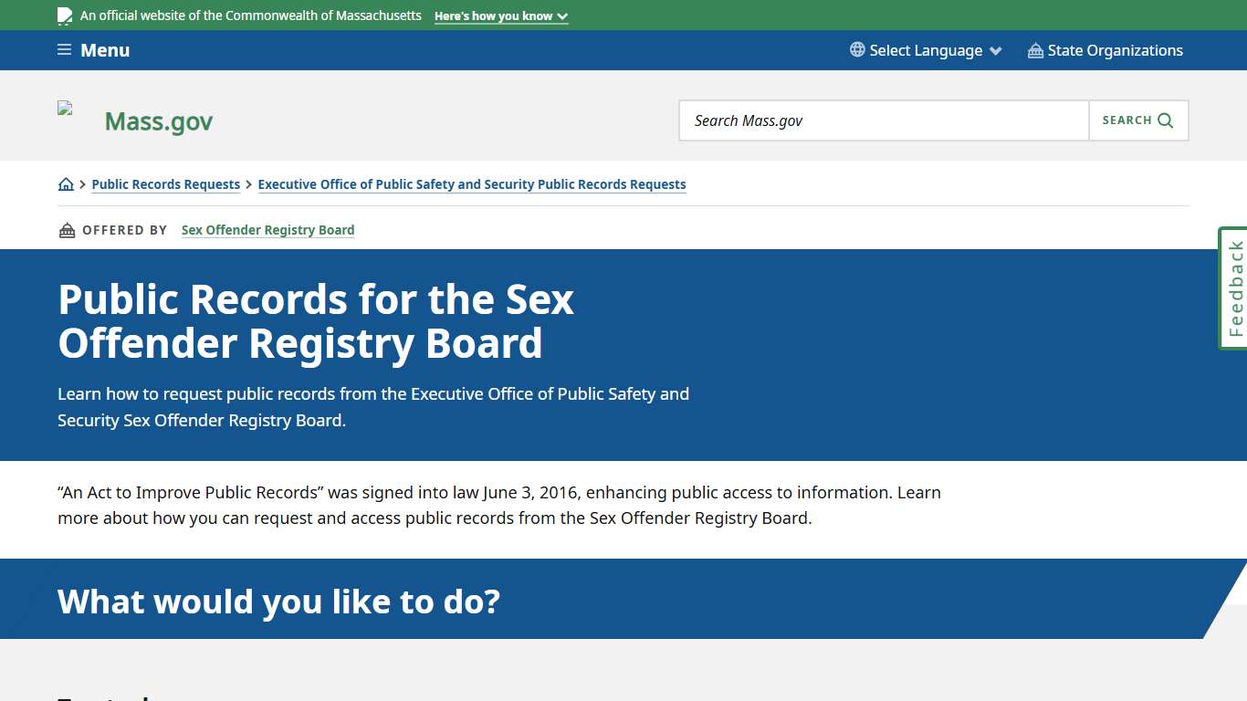 Public Records for the Sex Offender Registry Board Mass.gov
