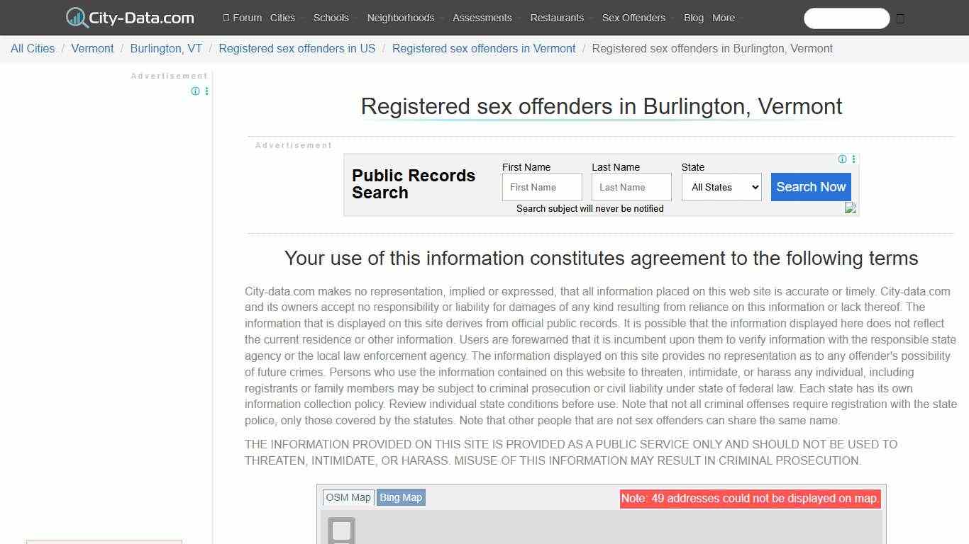 Registered sex offenders in Burlington, Vermont - crimes listed, registry-based, living in this city